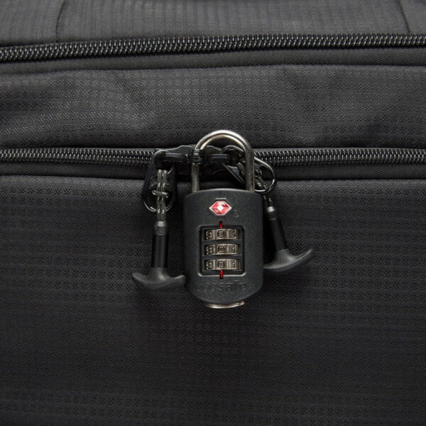 Prosafe 1000 TSA Combination Padlock securely locking a backpack zip